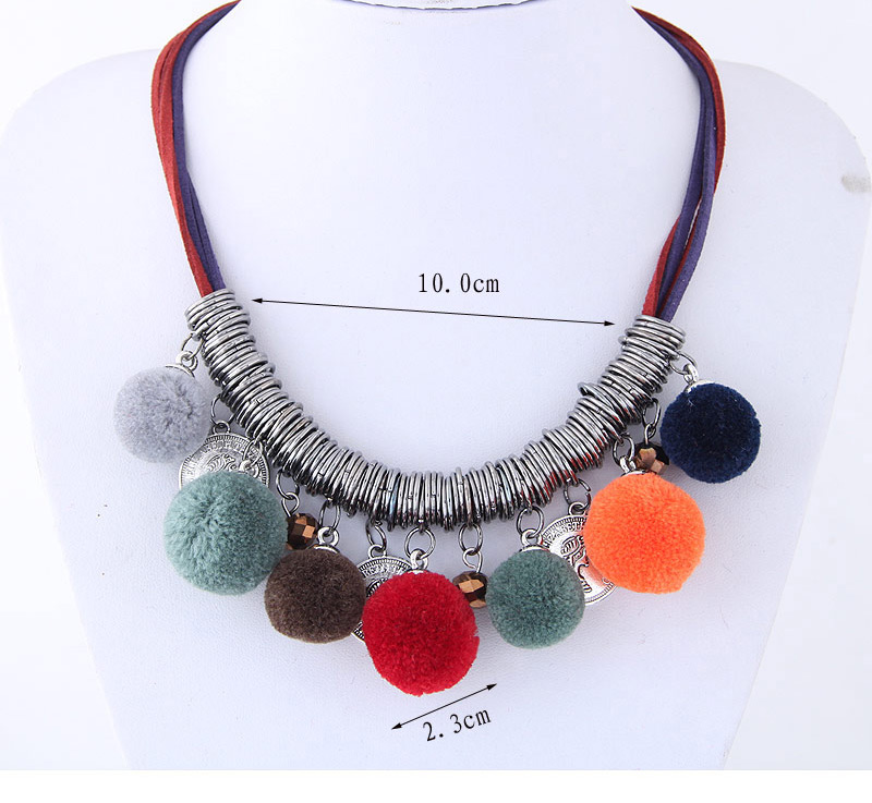 Fashion Red Ball Decorated Pom Necklace,Pendants