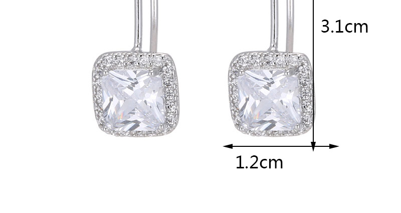 Elegant Silver Color Square Shape Decorated Earrings,Earrings