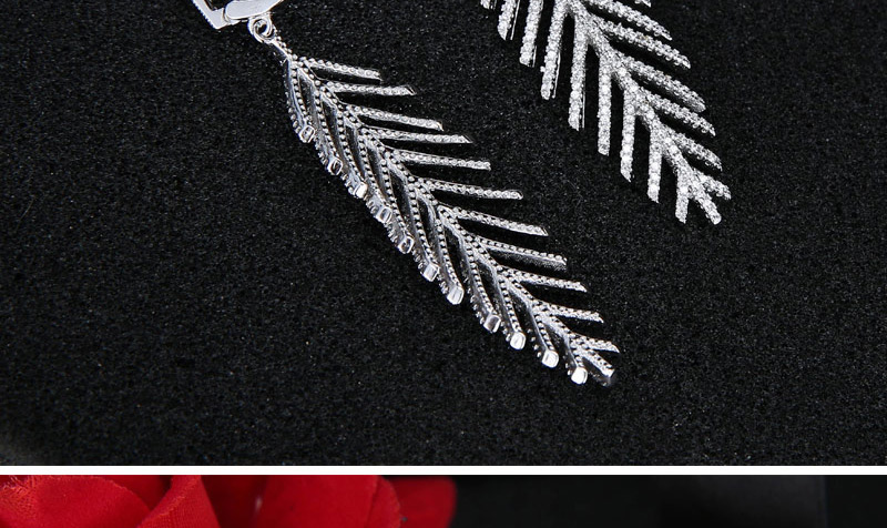 Fashion Silver Color Leaf Shape Decorated Earrings,Drop Earrings
