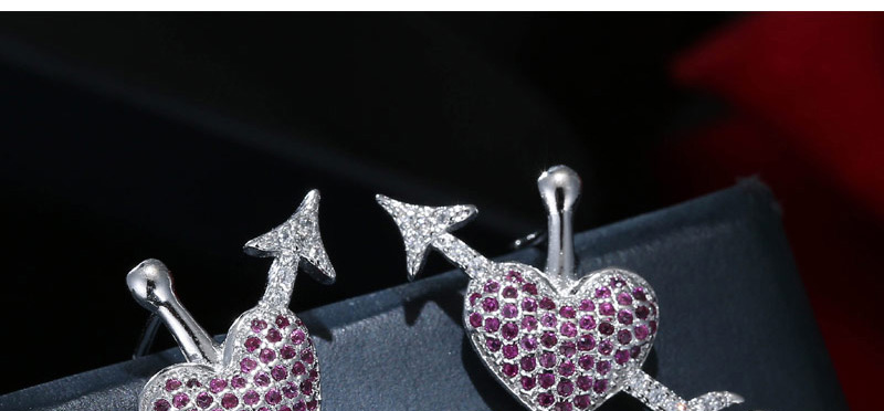 Lovely Purple Heart Shape Decorated Earrings,Stud Earrings