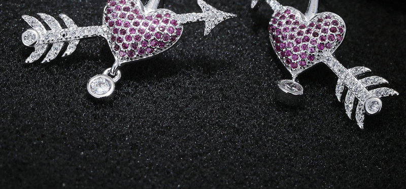 Lovely Purple Heart Shape Decorated Earrings,Stud Earrings