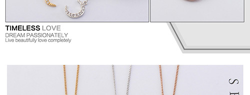 Elegant Rose Gold Color Moon Shape Decorated Necklace,Crystal Necklaces