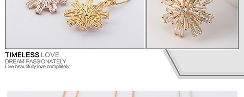 Elegant Silver Color Snow Shape Decorated Necklace,Crystal Necklaces