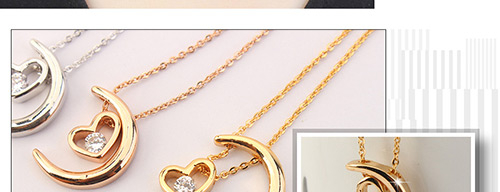 Fashion Rose Gold Color Moon Shape Decorated Necklace,Crystal Necklaces