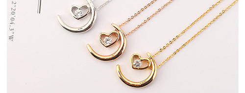 Fashion Silver Color Moon Shape Decorated Necklace,Crystal Necklaces