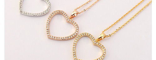 Fashion Rose Gold Color Hollow Out Heart Decorated Necklace,Crystal Necklaces