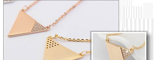 Fashion Gold Color Triangle Shape Decorated Necklace,Crystal Necklaces