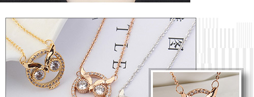 Lovely Gold Color Owl Shape Decorated Necklace,Crystal Necklaces