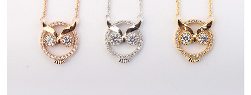 Lovely Rose Gold Color Owl Shape Decorated Necklace,Crystal Necklaces