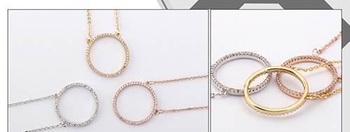 Fashion Rose Gold Color Round Shape Decorated Necklace,Crystal Necklaces
