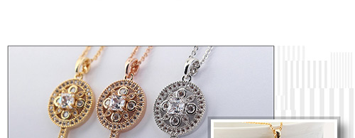 Elegant Rose Gold Color Key Shape Decorated Necklace,Crystal Necklaces
