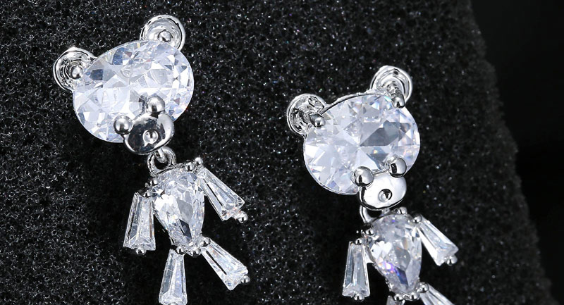 Lovely Silver Color Little Bear Shape Decorated Earrings,Stud Earrings