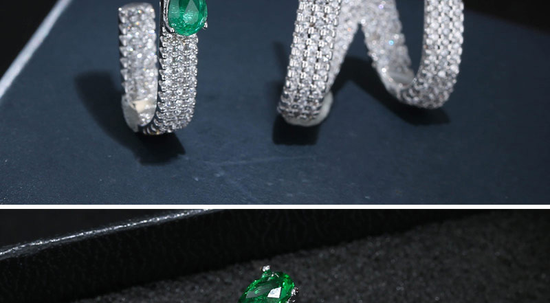 Elegant Green Waterdrop Diamond Decorated Earrings,Stud Earrings