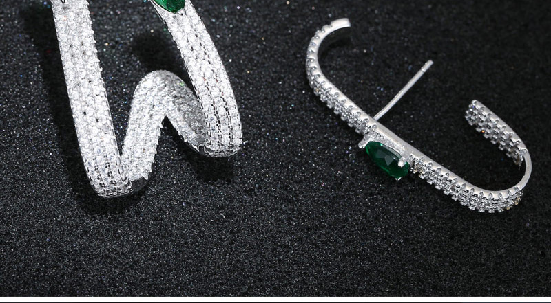 Elegant Green Waterdrop Diamond Decorated Earrings,Stud Earrings