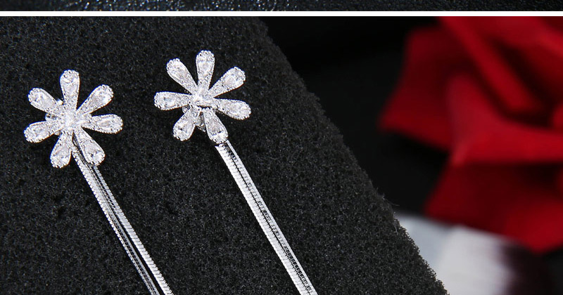 Elegant Silver Color Flower Shape Decorated Earrings,Drop Earrings