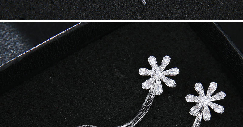Elegant Silver Color Flower Shape Decorated Earrings,Drop Earrings