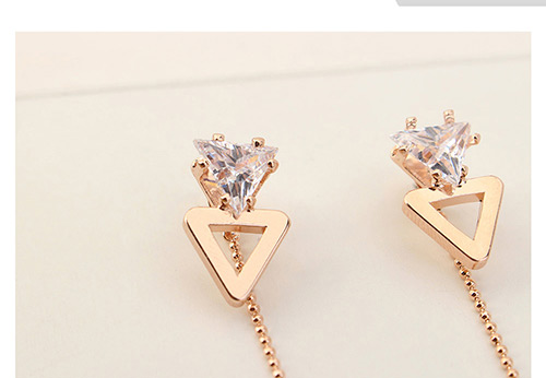 Elegant Gold Triangle Shape Decorated Earrings,Crystal Earrings