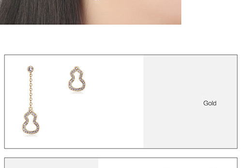 Lovely Gold Gourd Shape Decorated Earrings,Crystal Earrings