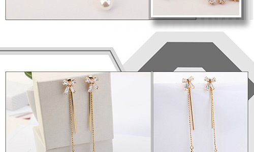 Elegant Gold Bowknot Shape Decorated Earrings,Crystal Earrings