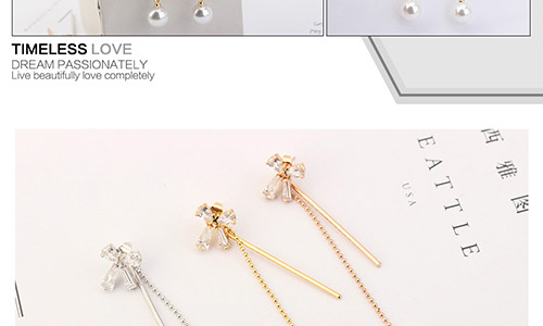 Elegant Silver Color Bowknot Shape Decorated Earrings,Crystal Earrings