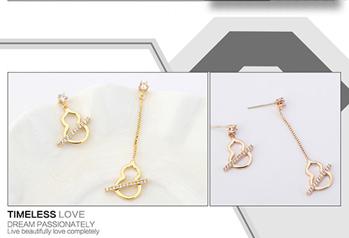 Lovely Rose Gold Gourd Shape Decorated Earrings,Crystal Earrings