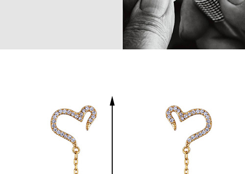 Elegant Gold Heart Shape Decorated Earrings,Crystal Earrings