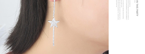 Elegant Rose Gold Star Shape Decorated Earrings,Crystal Earrings