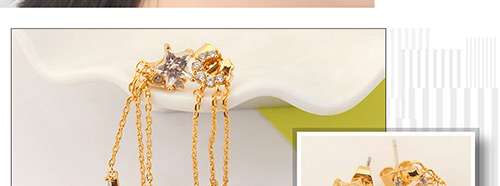 Elegant Gold Tassel Decorated Earrings,Crystal Earrings