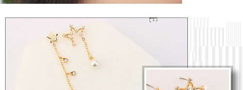 Elegant Gold Star Shape Decorated Earrings,Crystal Earrings