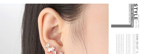Elegant Rose Gold Square Shape Diamond Decorated Earrings,Crystal Earrings