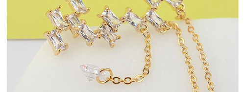 Elegant Rose Gold Square Shape Diamond Decorated Earrings,Crystal Earrings