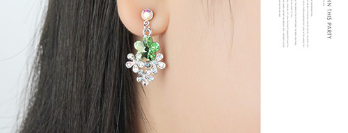 Fashion Plum-red Flower Shape Decorated Earrings,Crystal Earrings