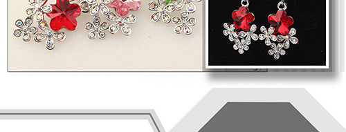 Fashion Pink Flower Shape Decorated Earrings,Crystal Earrings