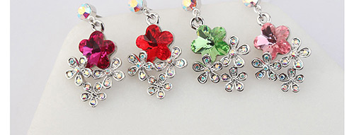 Fashion Green Flower Shape Decorated Earrings,Crystal Earrings