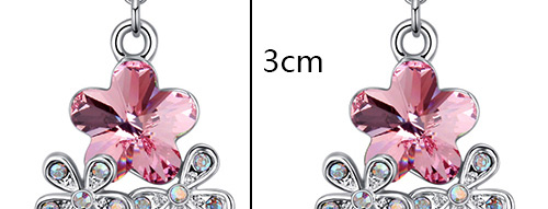 Fashion Pink Flower Shape Decorated Earrings,Crystal Earrings