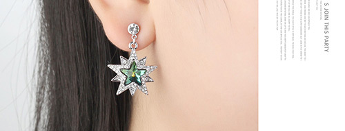 Fashion Green Star Shape Decorated Earrings,Crystal Earrings