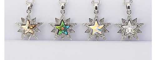 Fashion Green Star Shape Decorated Necklace,Crystal Earrings