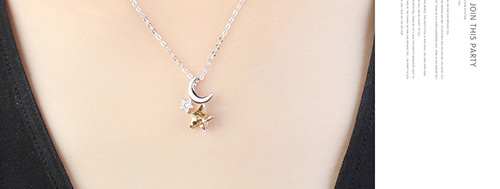 Fashion Gold Color Moon&star Shape Decorated Necklace,Crystal Necklaces