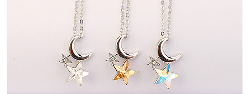 Fashion Silver Color Moon&star Shape Decorated Necklace,Crystal Necklaces