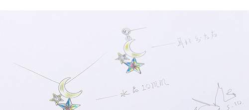Fashion Multi-color Moon&star Shape Decorated Earings,Crystal Earrings