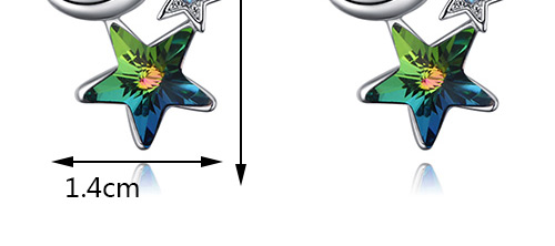 Fashion Green Moon&star Shape Decorated Earings,Crystal Earrings