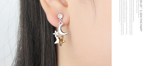 Fashion Silver Color Moon&star Shape Decorated Earings,Crystal Earrings