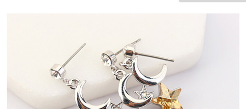 Fashion Gold Color Moon&star Shape Decorated Earings,Crystal Earrings