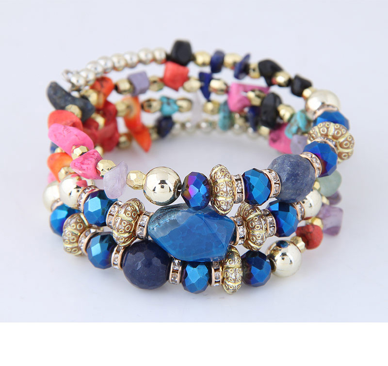 Elegant Blue Round Shape Decorated Multilayer Bracelet,Fashion Bracelets