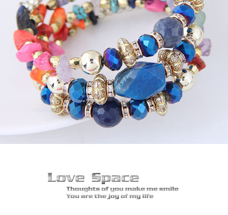 Elegant Blue Round Shape Decorated Multilayer Bracelet,Fashion Bracelets