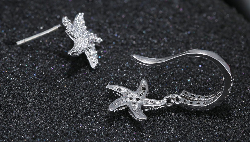 Elegant Silver Color Starfish Shepe Decorated Earrings,Stud Earrings