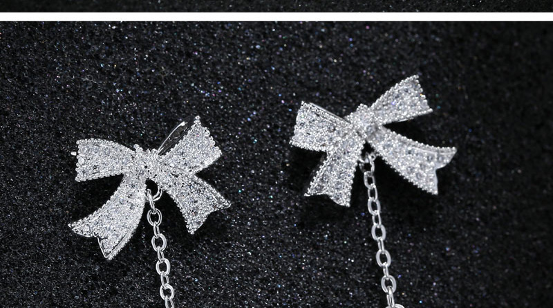 Elegant Silver Color Bowknot Shape Decorated Earrings,Drop Earrings