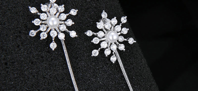 Elegant Silver Color Snowflower Shape Decorated Earrings,Drop Earrings
