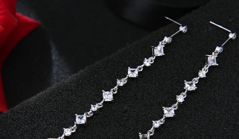 Elegant Silver Color Pure Color Decorated Long Chain Earrings,Drop Earrings