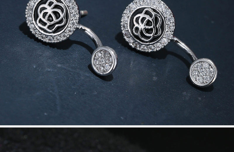 Elegant Silver Color Hollow Out Rose Decorated Earrings,Stud Earrings